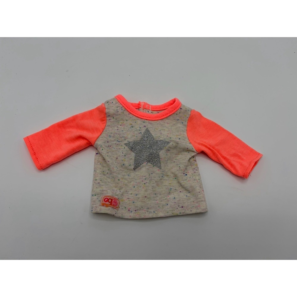 Our Generation Doll Shirt Gray Pink‎ Coral Star